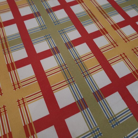 Food Network Large Colorful Plaid Tablecloth 70" Round - Picture 3 of 6